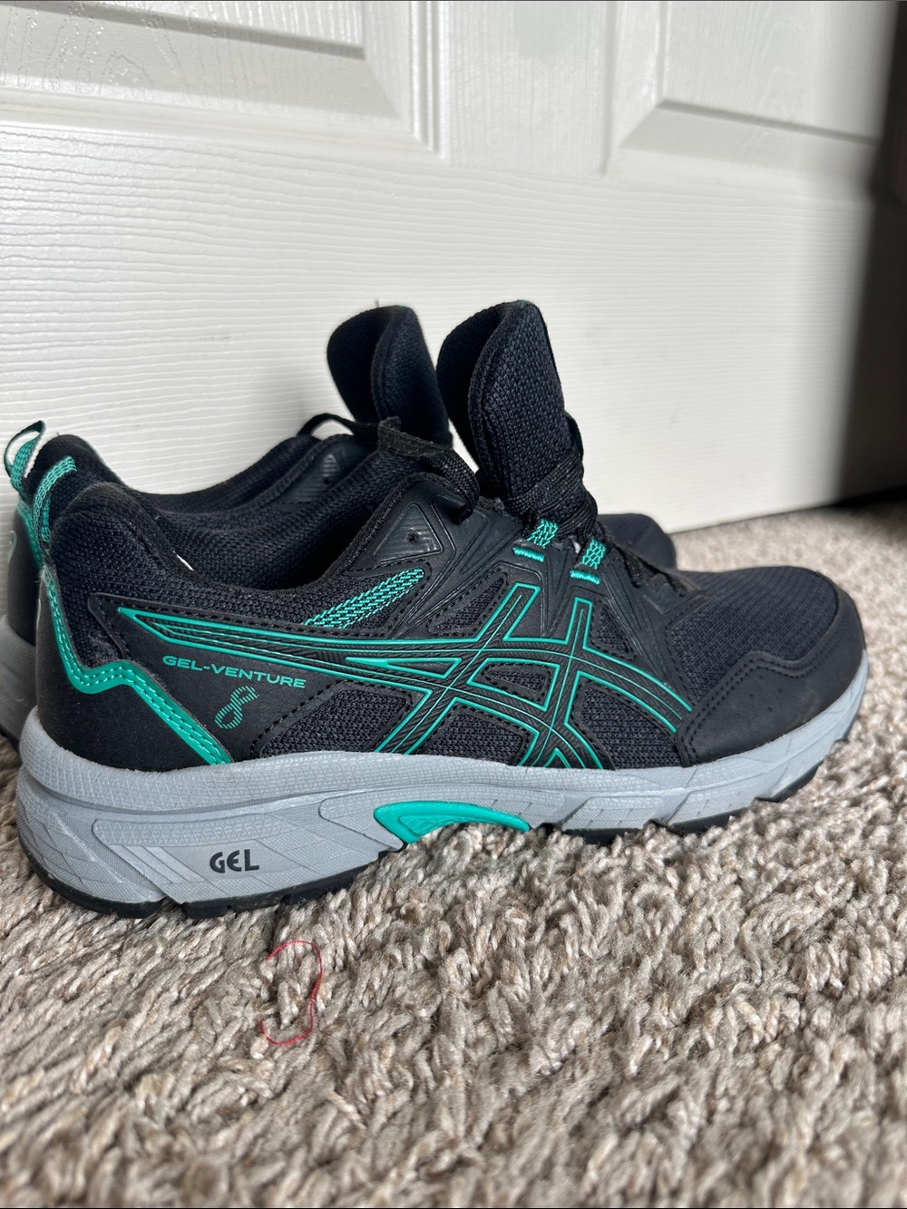 Asics Black Running Shoes with Teal Accents